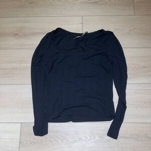 Anthropologie Black Ribbed Long Sleeve Top